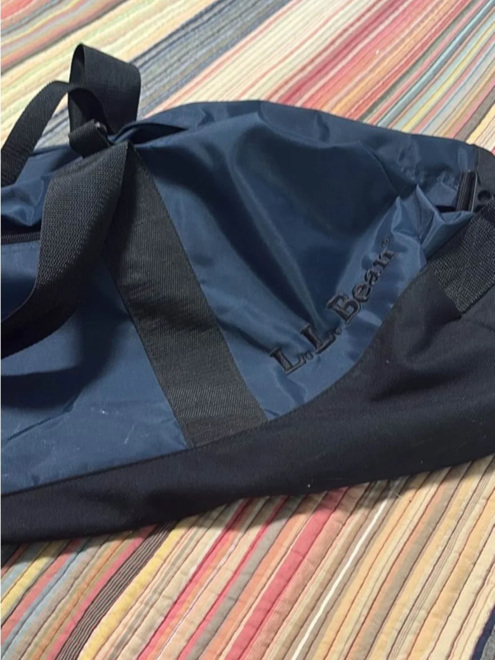 Navy Blue Large Duffel Bag with Shoulder Straps